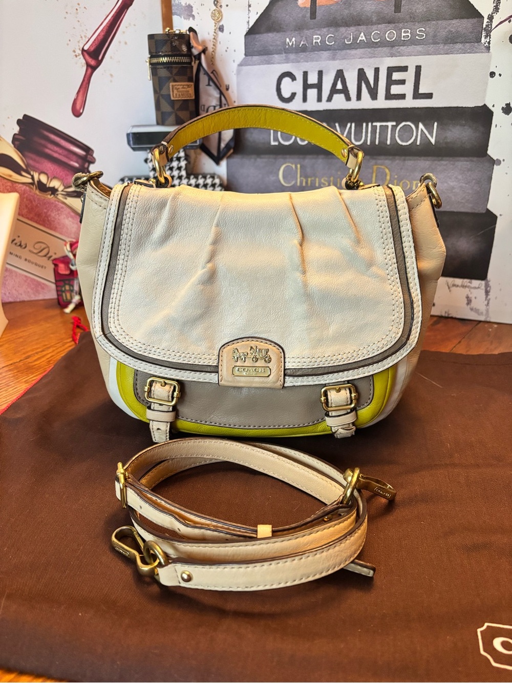 Coach Poppy Colorblock Leather Satchel Crossbody 22269